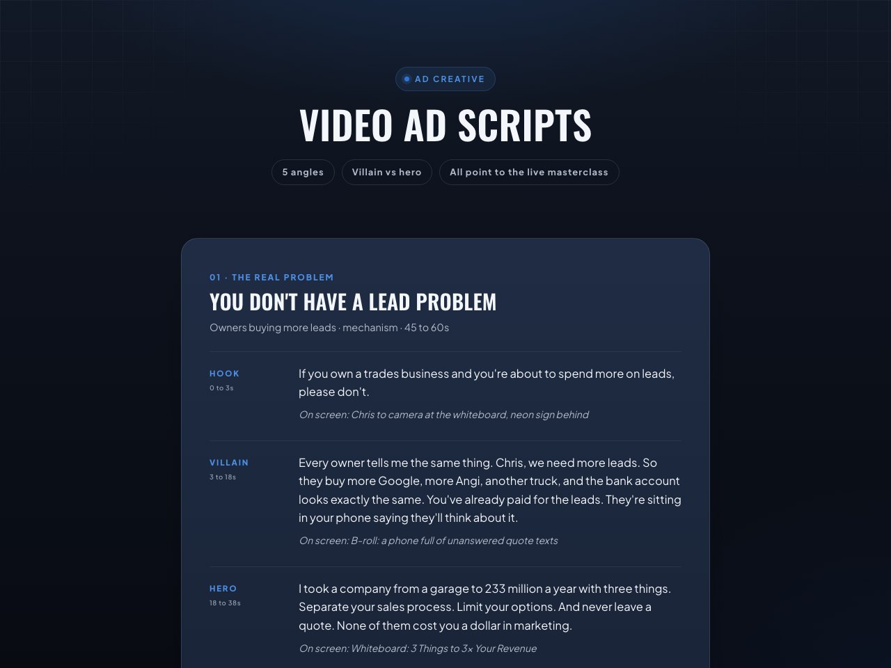 Ad creative scripts preview